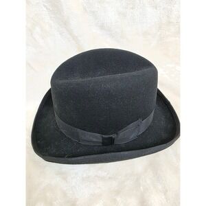 Milani Mens Black 100% Wool Fedora turned‎ up brim Large